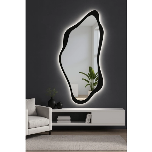 Lustro o nieregularnym kształcie w ramie mdf z podświetleniem - PIENA W RAMIE LED